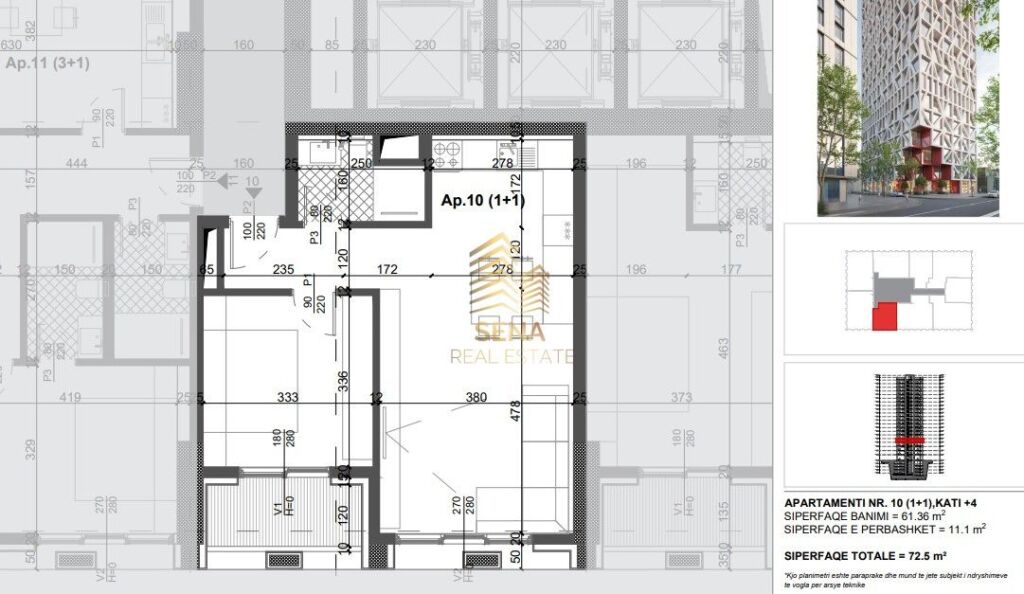 Apartment 1+1+Blk for sale, Filigree Tower – Xhamllik, 166,800 Euro