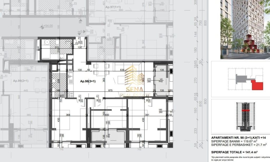 Shitet Apartament 3+1+2Wc+2Blk, Filigree Tower – Xhamllik, 325.200 Euro