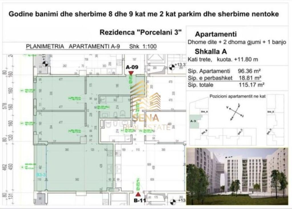 Shitet Apartament 2+1+Blk, Porcelan – Rezidenca “Porcelan 3”, 195.700 Euro