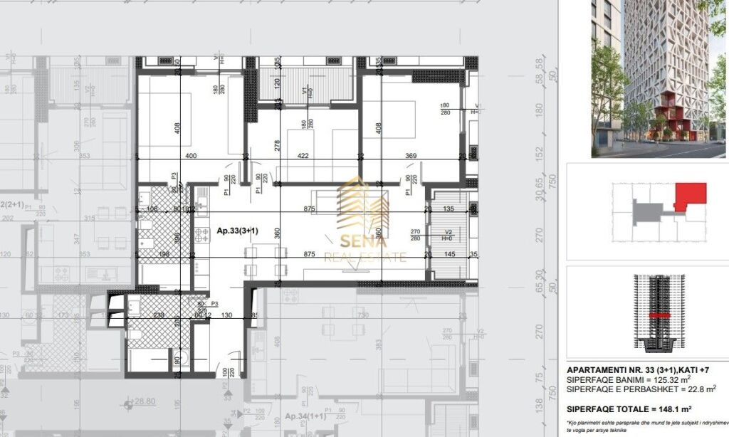 Shitet Apartament 3+1+2Wc+2Blk, Filigree Tower – Xhamllik, 340.600 Euro