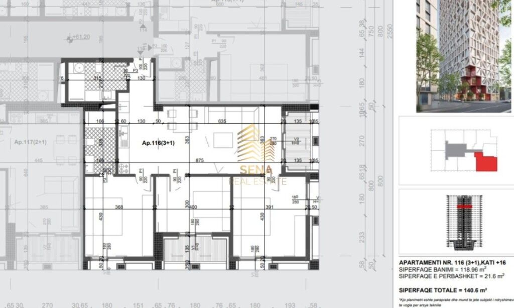 Shitet Apartament 3+1+2Wc+2Blk, Filigree Tower – Xhamllik, 323,300 Euro