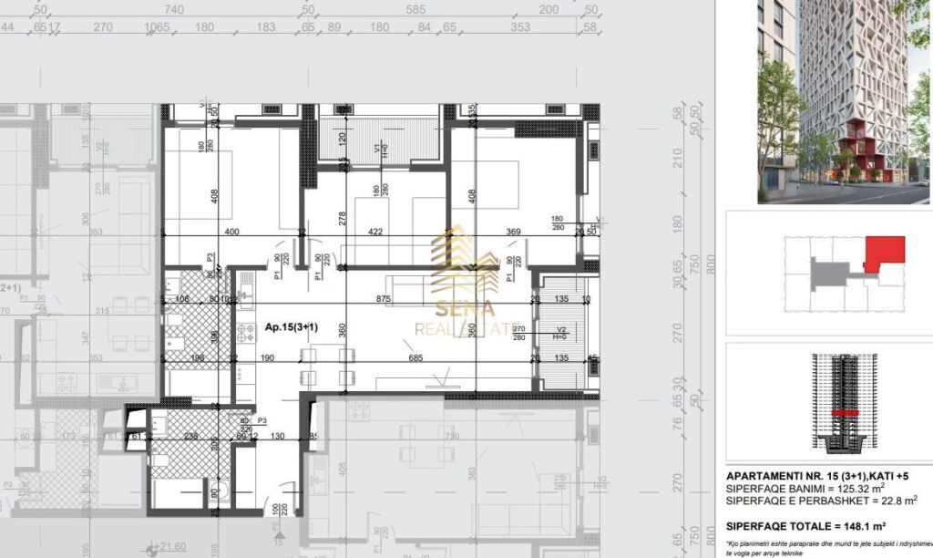 Vendesi Appartamento 3+1+2Wc+2Blk, Filigree Tower – Xhamllik, 340.600 Euro