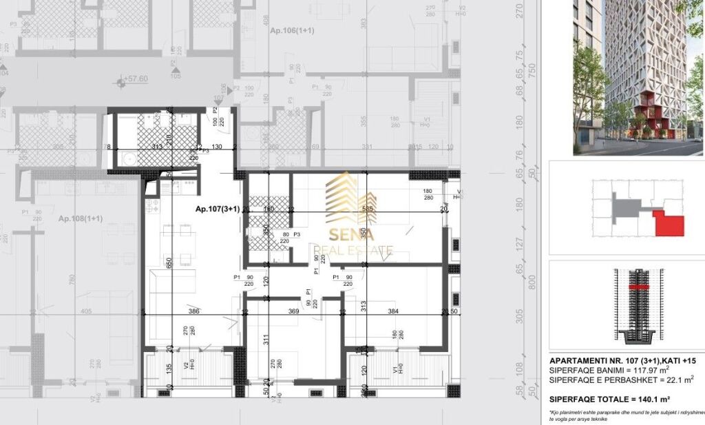 Appartamento 3+1+2Wc+2Blk in vendita, Filigree Tower – Xhamllik, 323,300 Euro