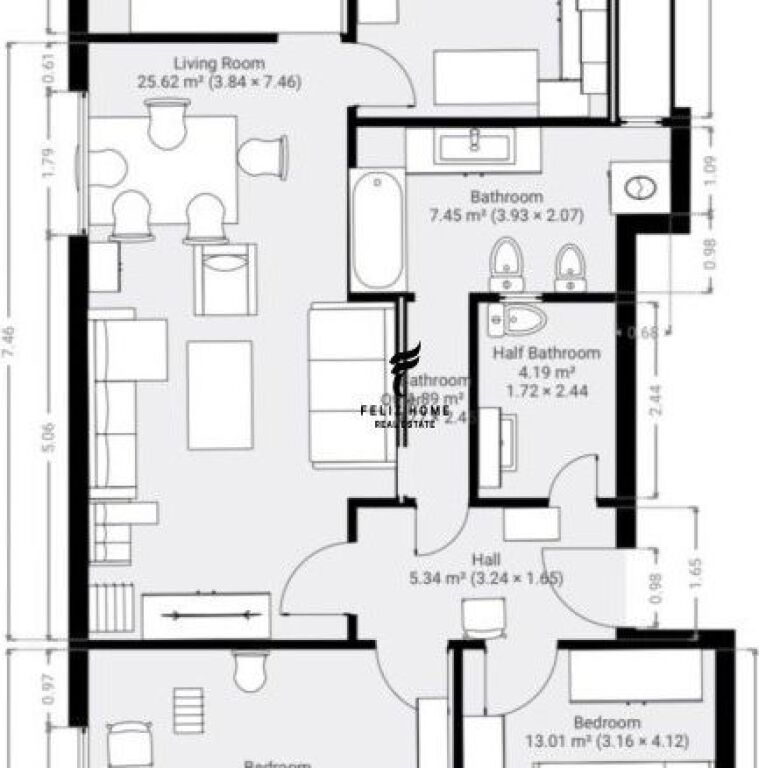 FOR SALE APARTMENT 3+1+2 DURRES ROAD 300,000 EURO FH-68263