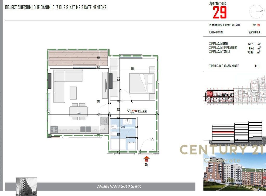 SHESIM APARTAMENT 1+1 PËRBALLË RRUGËS 5 - MAJI &amp; PRANË BULEVARDIT TË RI NË PASKUQAN.