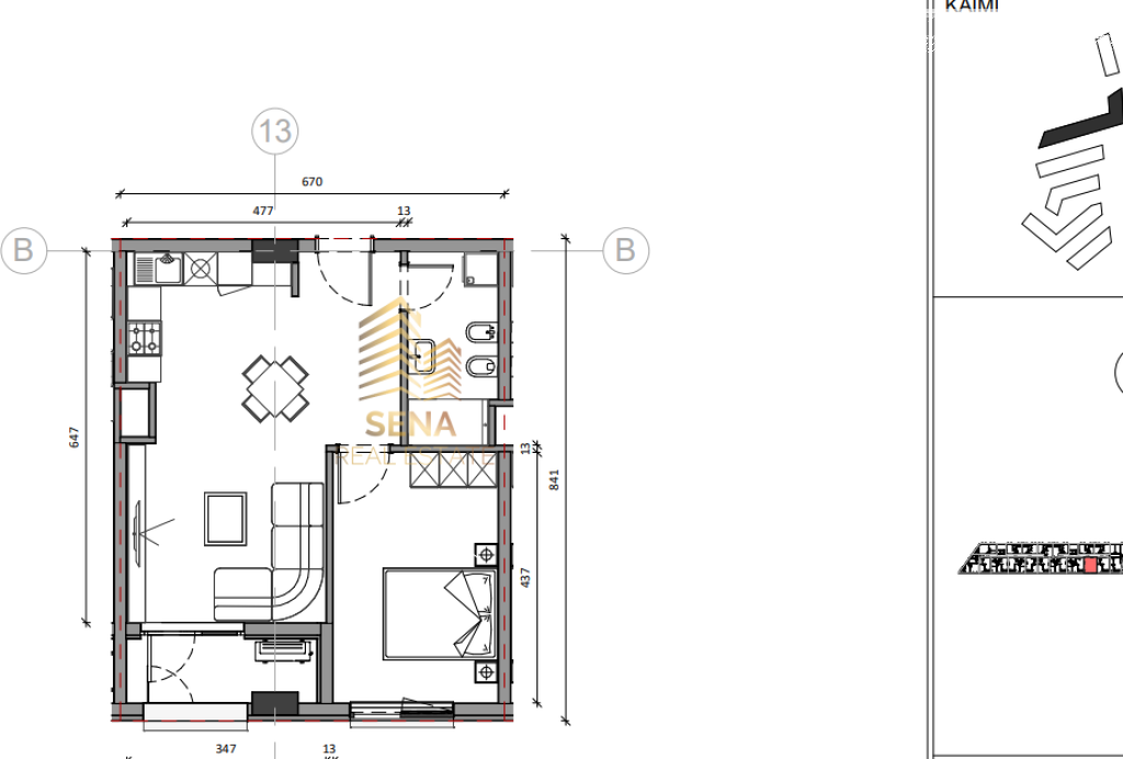 Shitet, Apartament 1+1+Blk, Ali Demi- Rezidenca Kaimi, 122.000 Euro