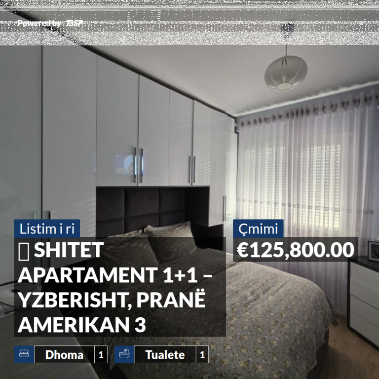 🏡 SHITET APARTAMENT 1+1 – YZBERISHT