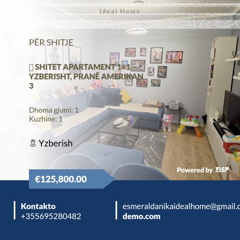 🏡 SHITET APARTAMENT 1+1 – YZBERISHT