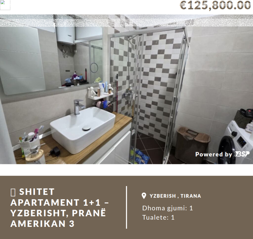 🏡 SHITET APARTAMENT 1+1 – YZBERISHT