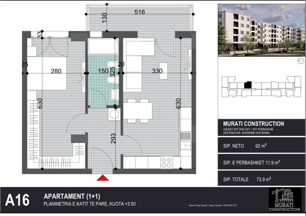 Apartments for sale in Kamez 2+1 & 1+1 850€ m2