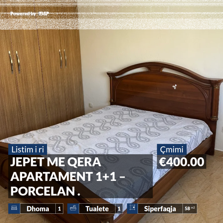 AFFITTASI APPARTAMENTO 1+1 – PORCELAN