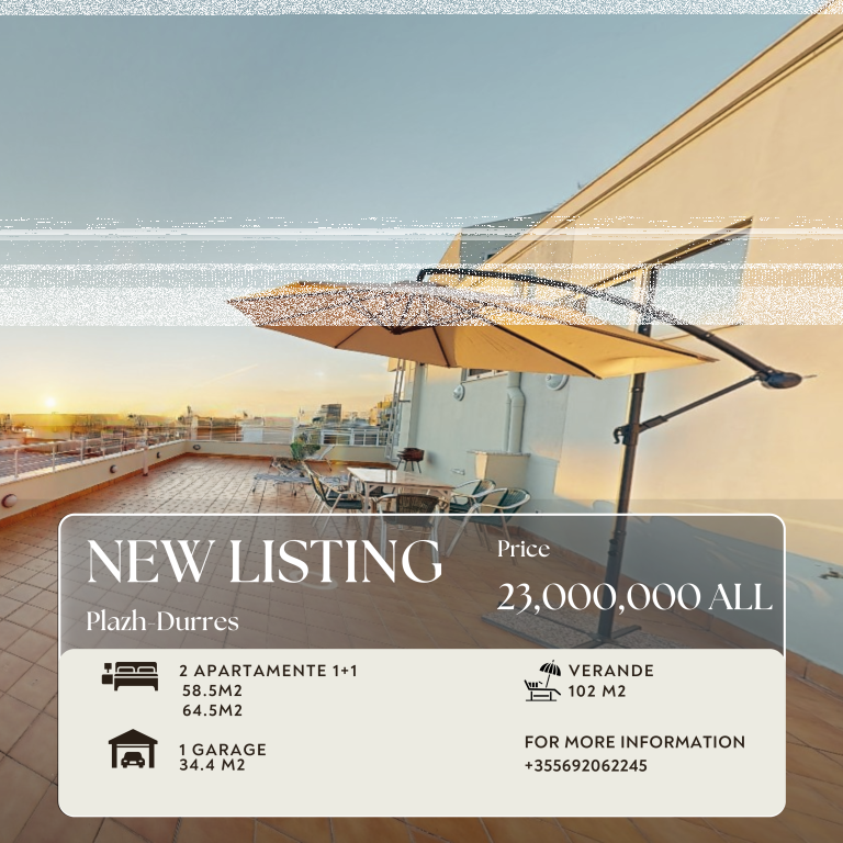 SHITEN 2 APARTAMENTE + SUPER VERANDË ME PAMJE DETI + GARAZH I MBYLLUR