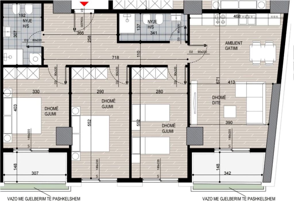 Appartamento 3+1+2 in vendita vicino a Fusha Aviacionit!