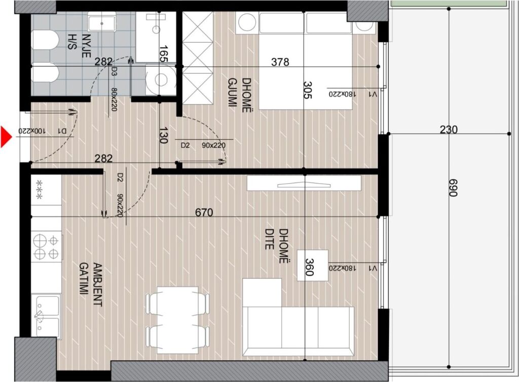 Appartamento 1+1 in vendita presso Fusha Aviacionit!