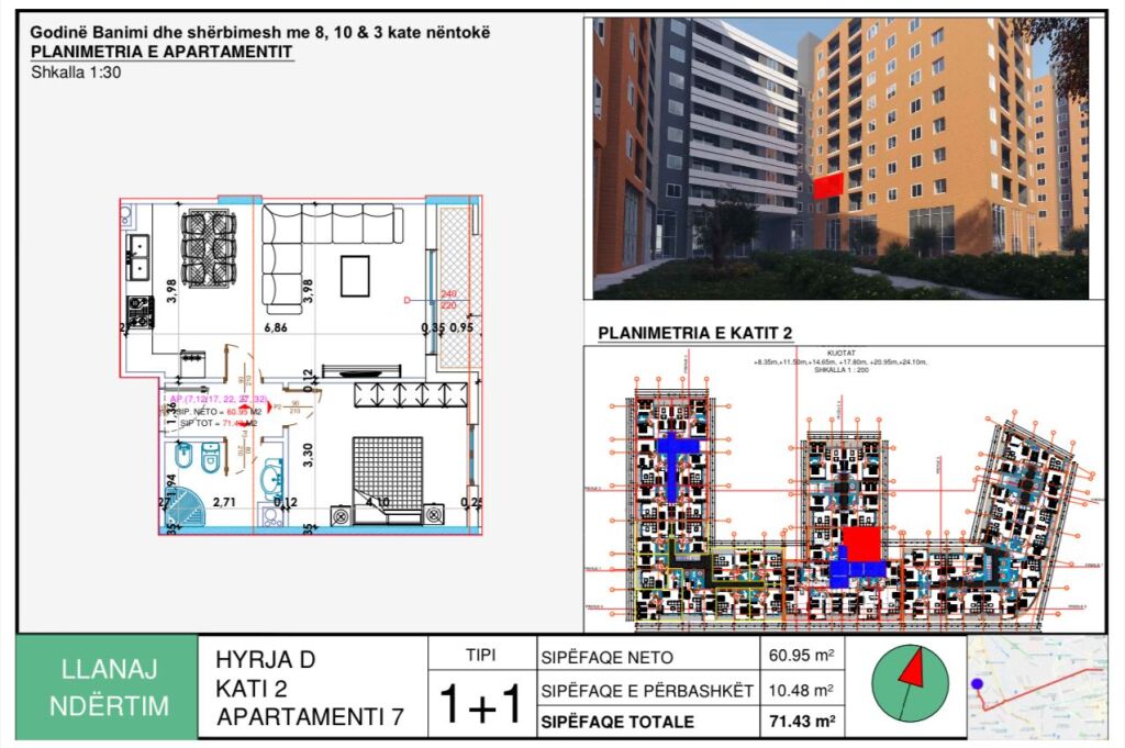 📌Appartamento 1+1,72m,Piano 2,110000€