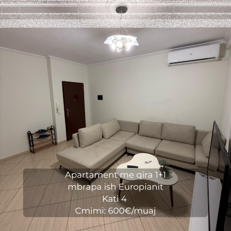 Apartament me qira 1+1 mbrapa ish Europianit