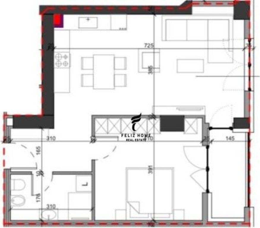 SHITET APARTAMENT 1+1 BRRYLI 218.660 EURO FH-69455