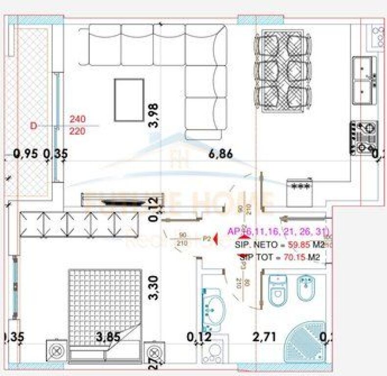 Shitet, Apartament 1+1, Yzberisht
