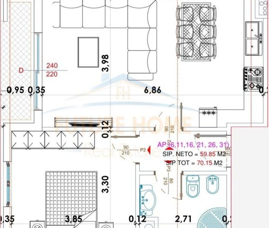 Shitet, Apartament 1+1, Yzberisht
