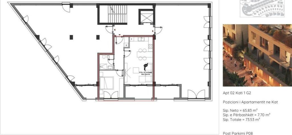 SHITET APARTAMENT 1+1 PALASE 198.500 EURO  FH-69730