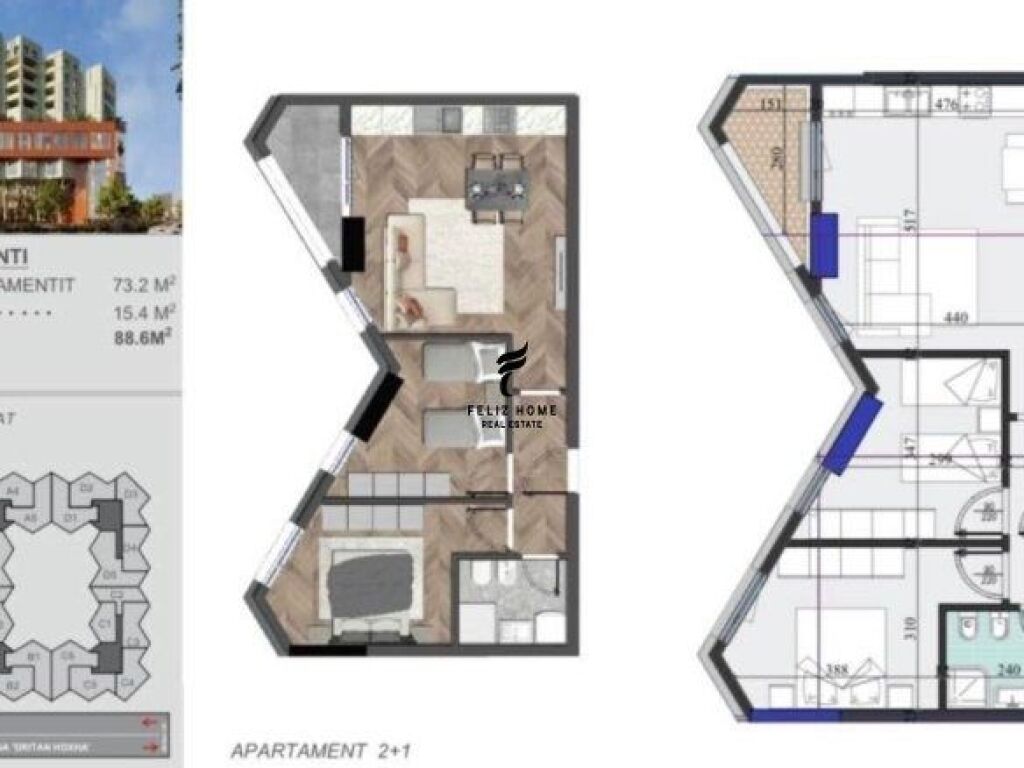 FOR SALE APARTMENT 2+1 ZOGU I ZI 165,000 EURO FH-69620