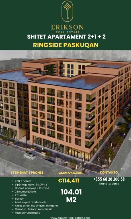 Shitet apartament 2+1+2 Ringside Paskuqan