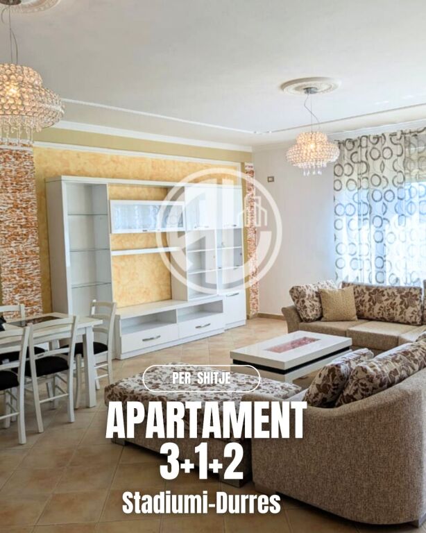 Apartment 3+1+2 with Veranda for Rent near the Stadium, Durres – Newly Renovated and Furnished for Sale.