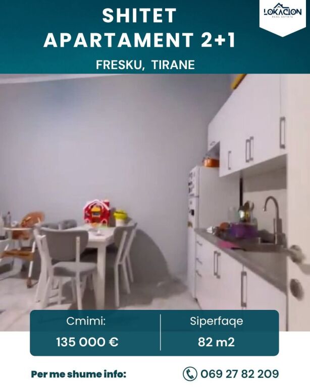 APARTMENT 2+1 FOR SALE - FRESKU, TIRANA