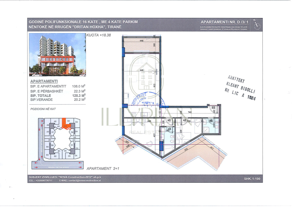 Luxury Apartment 2+1 for sale – Laprakë, Colonnade Residence