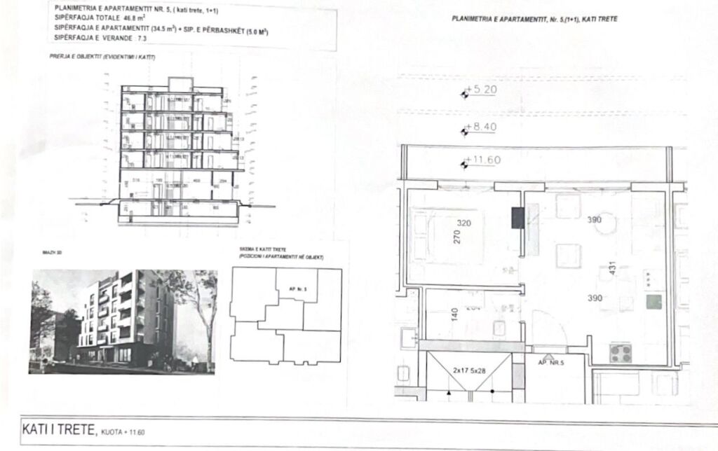 SHITET APARTAMENT 1+1 GOLEM PRAN BONITA 2 SHUM PRAN DETIT