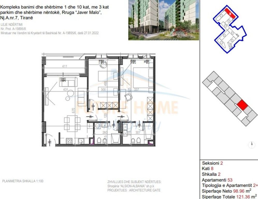 Shitet, Apartament 2+1+2, Riverside Residence, Tiranë.