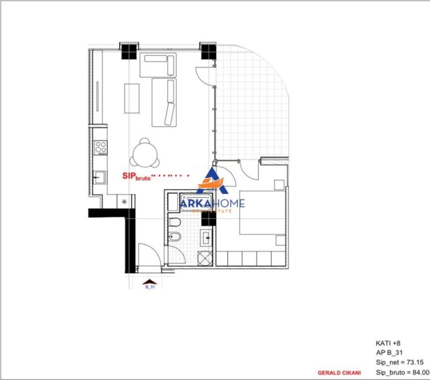 FOR SALE APARTMENT 1+1+BALCONY "RIVER PARK REZIDENC ASTIR" 92400 EURO