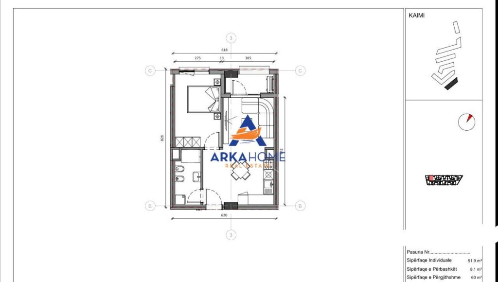 SHITET APARTAMENT 1+1+BALLKON "ALI DEMI, REZIDENCA KAIMI" 117.000 EURO
