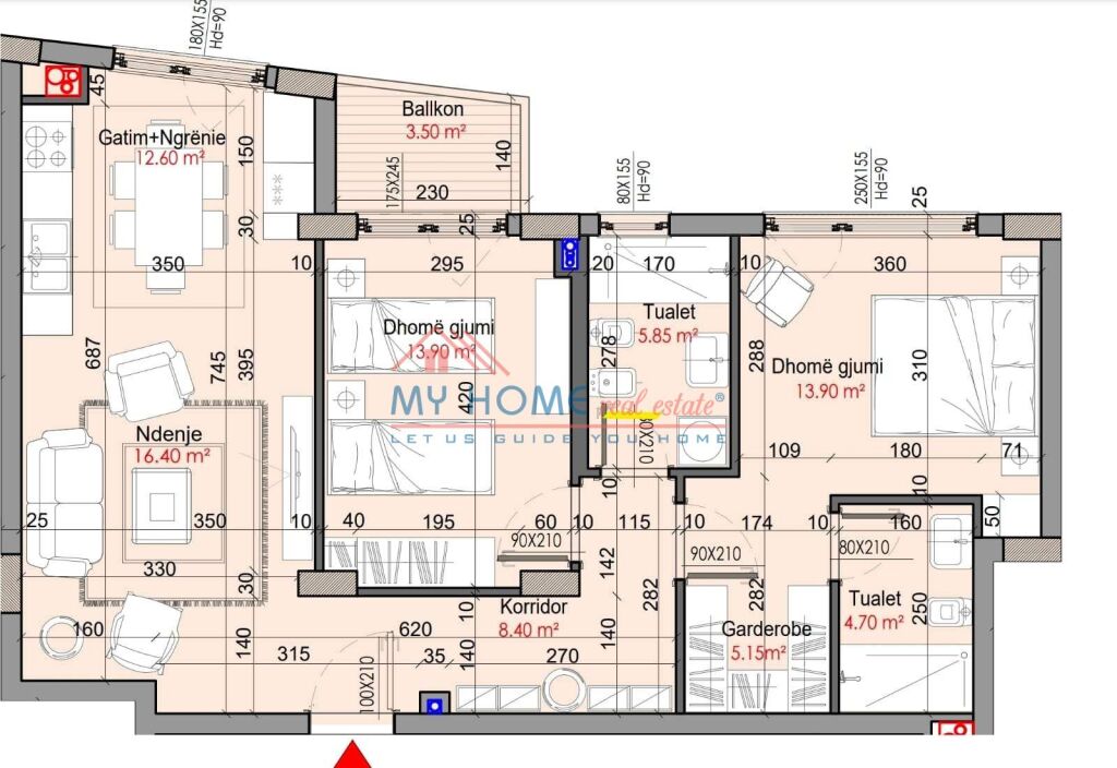 Appartamento 2+1+2 Posti auto in vendita presso Tower Bridge a Tirana