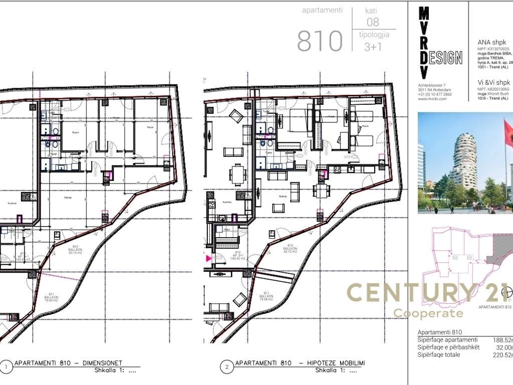 Apartment 3+1+Veranda for sale near Tirana Rock
