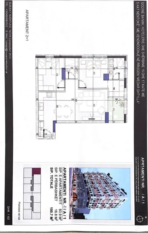 Shitet apartament 2+1+2 Komuna e Parisit White Tower