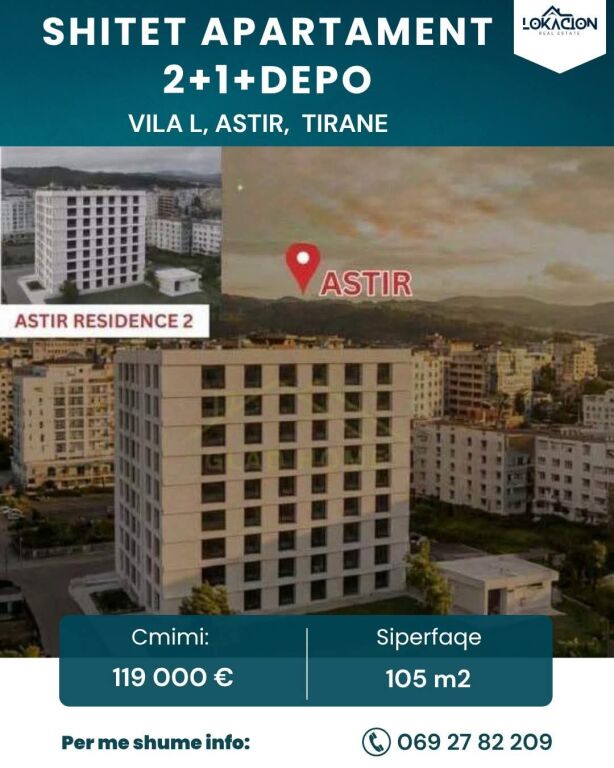 SHITET APARTAMENT 2+1+ depo/garderope - Astir, Tirane