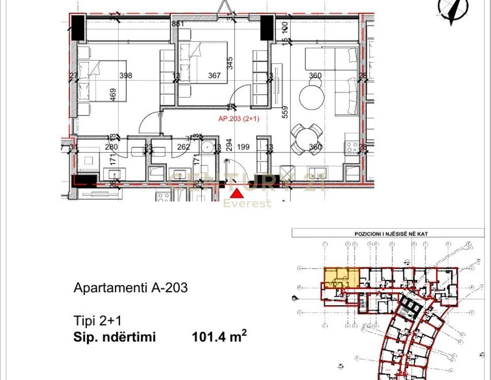 Shitet apartament 2+1+2 në një rezidencë moderne