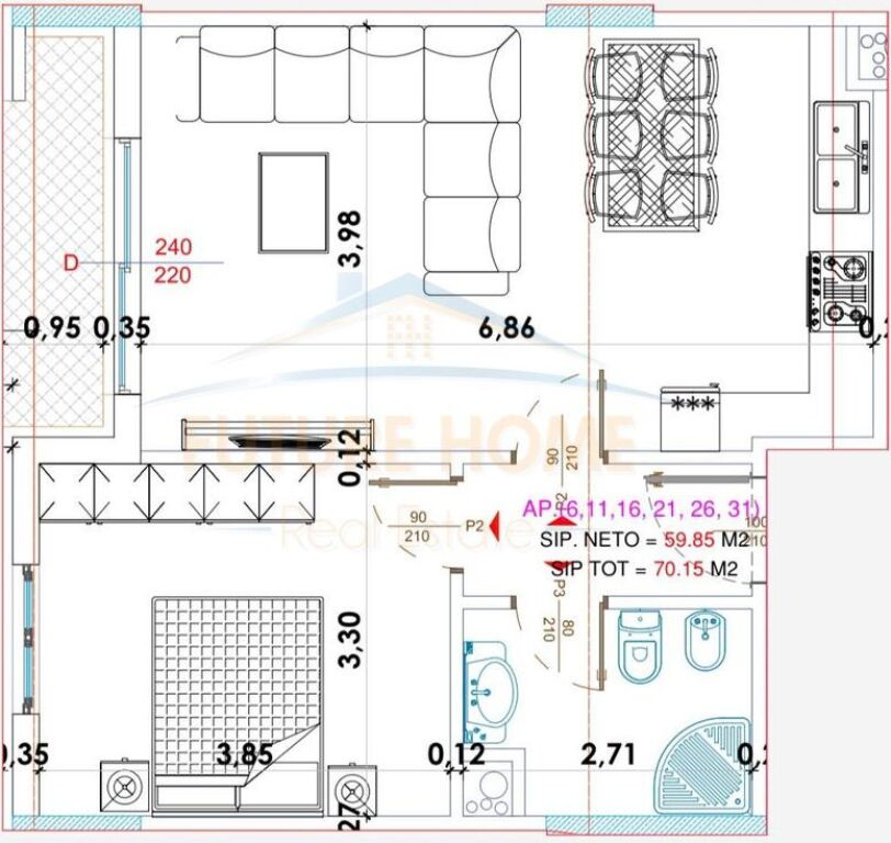 Shitet, Apartament 1+1, Yzberisht