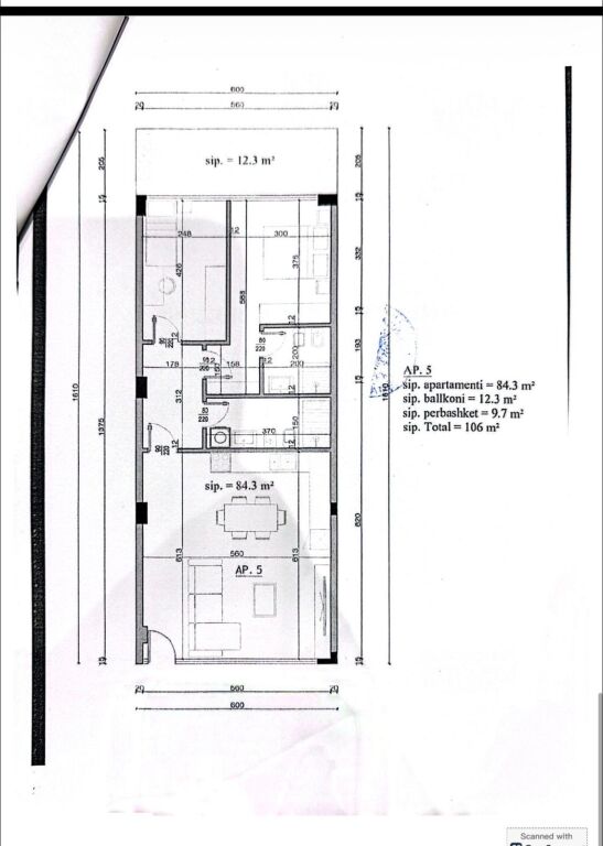 Shitje, Apartament 2+1, Fresku, Tiranë.