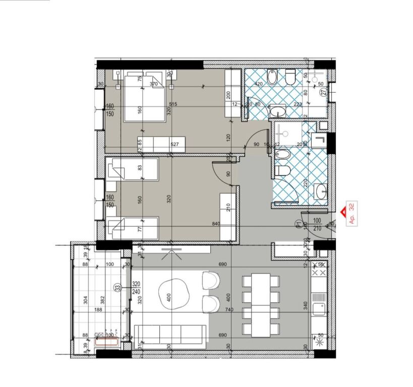 Apartament 2+1+2, ZOO Rezidence, Kopshti Botanik, Tiranë.