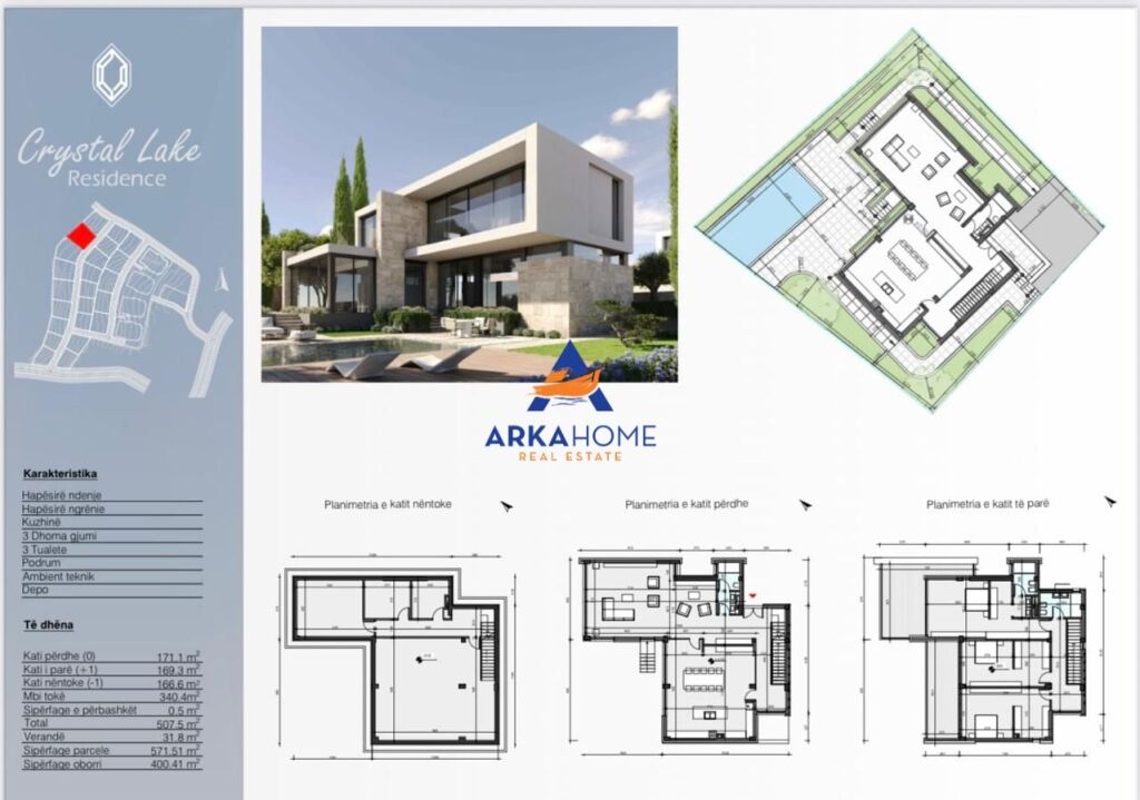 VENDESI APPARTAMENTO 2+1+CORTILE "CRYSTAL LAKE RESIDENCE, LAGO DI FARKË" 268.275 EURO