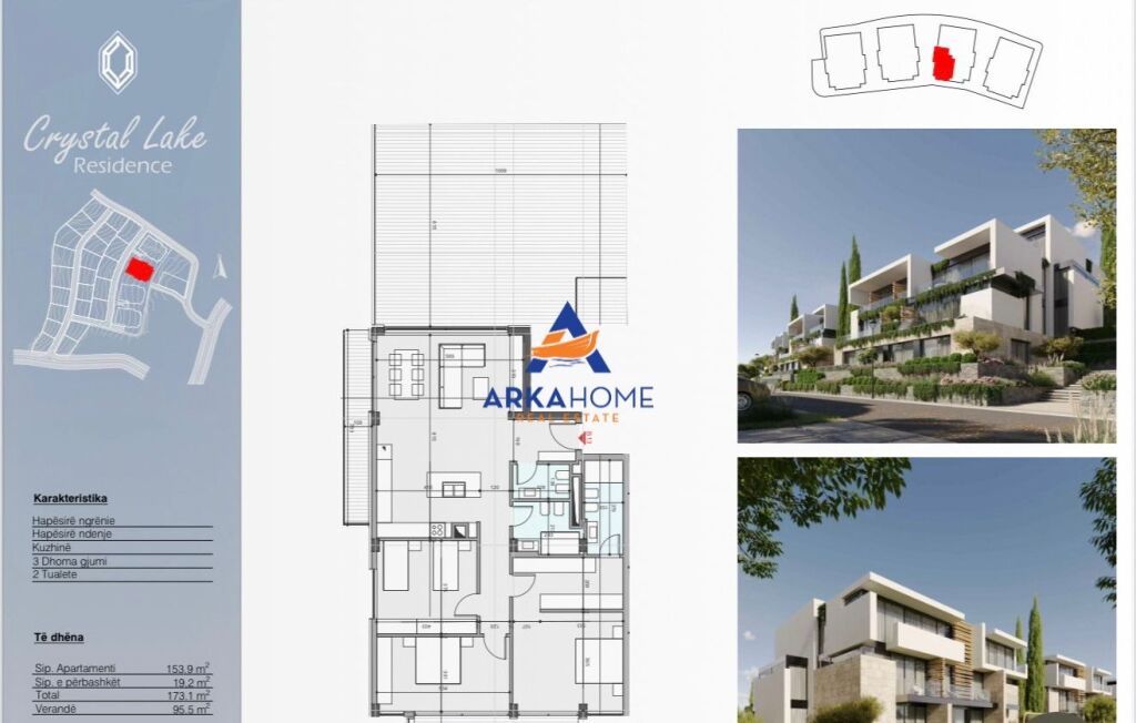 IN VENDITA APPARTAMENTO 2+1+VERANDA "CRYSTAL LAKE RESIDENCE, LAGO DI FARKË" 454.355 EURO