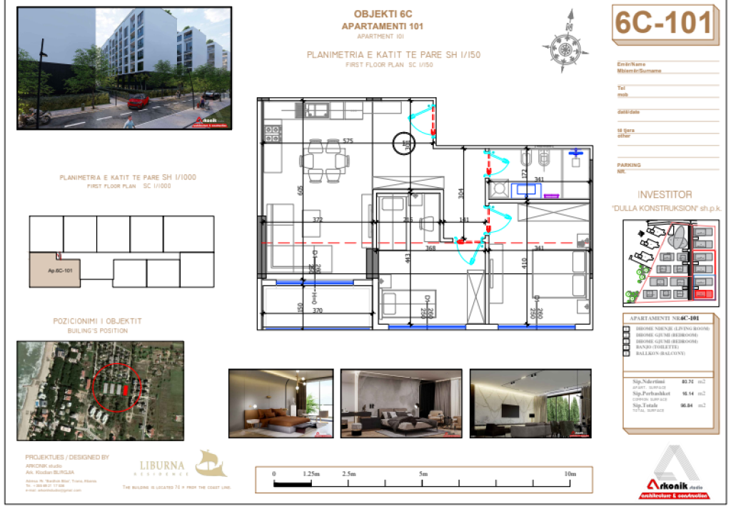 Apartment 2+1 for sale near Mali i Robit, Kavajë