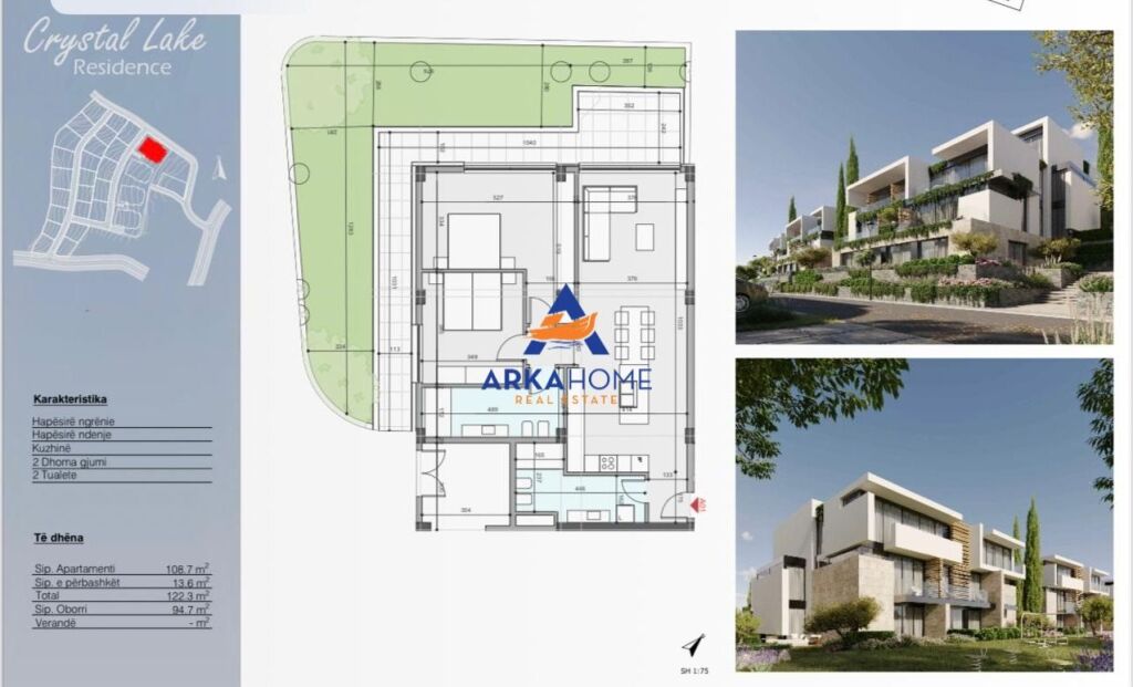 IN VENDITA APPARTAMENTO 2+1+CORTILE "CRYSTAL LAKE RESIDENCE, LAGO DI FARKË" 300.900 EURO