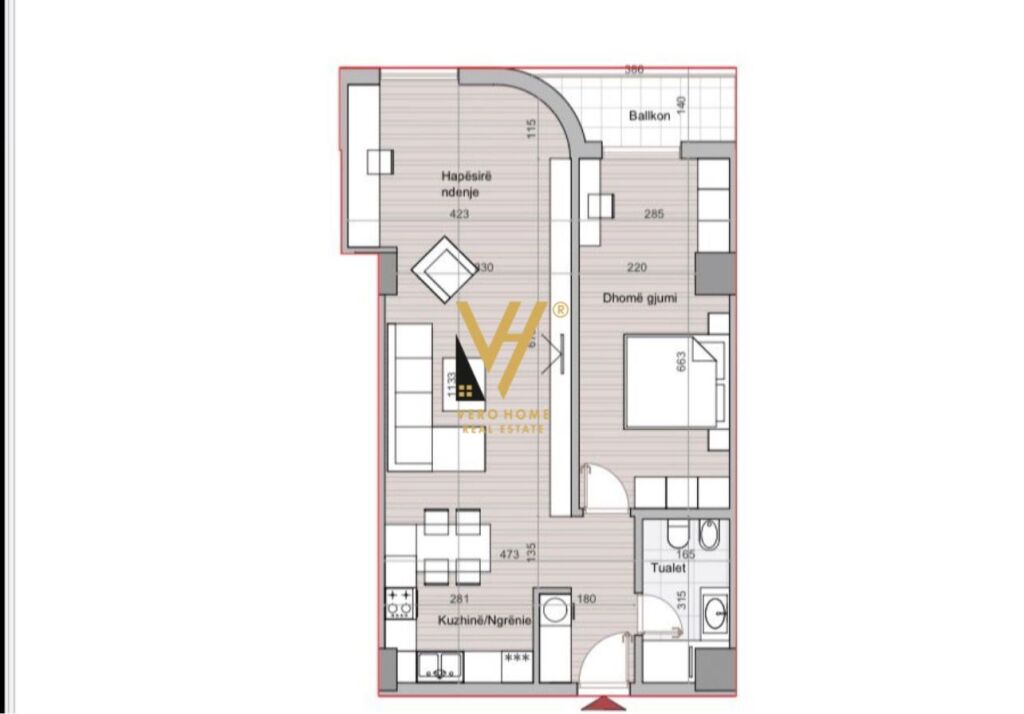 SHITET APARTAMENT 1+1+BLK TE HORA VERTICALE 244.000 EURO