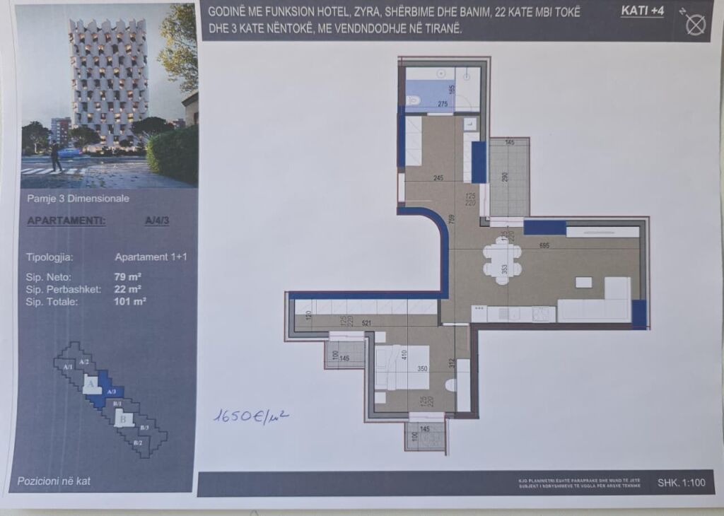 Apartament Luksoz 1+1 në shitje – Zona 5 Maji, Tiranë