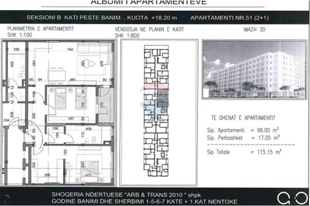Apartament 2+1 Per Shitje ,Tek Bulevardi Blu Kamez