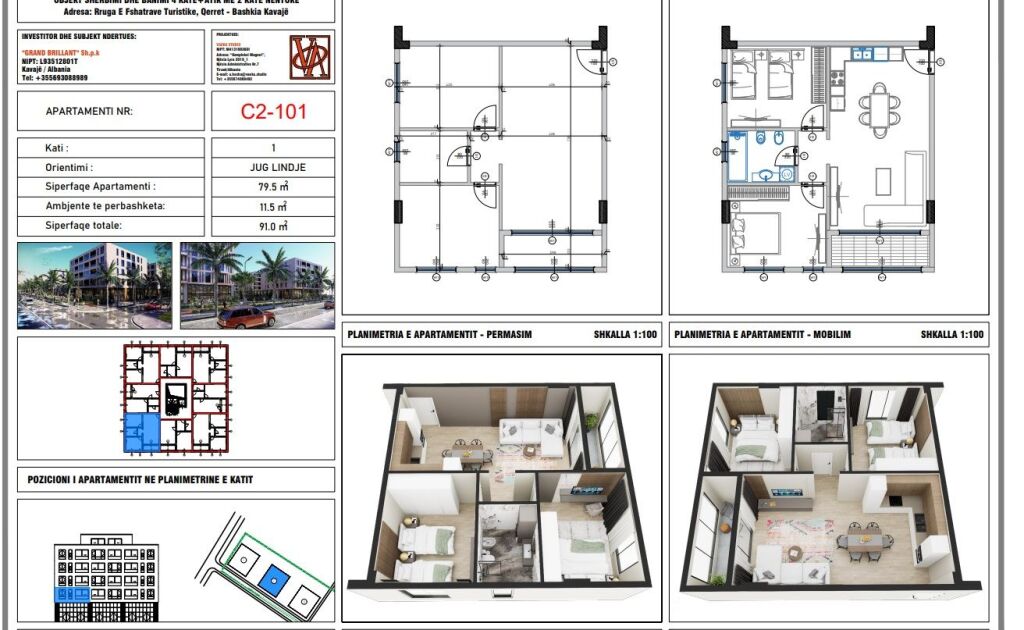 Apartament 2+1 ne shitje "Palm Residence" Qerret