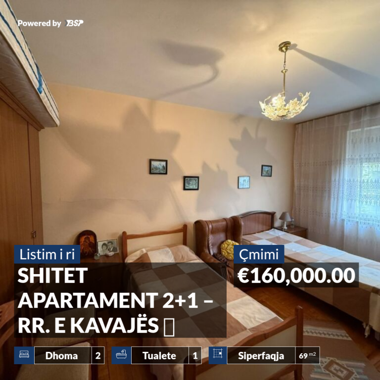 VENDESI APPARTAMENTO 2+1 – VIA KAVAJËS 🏡